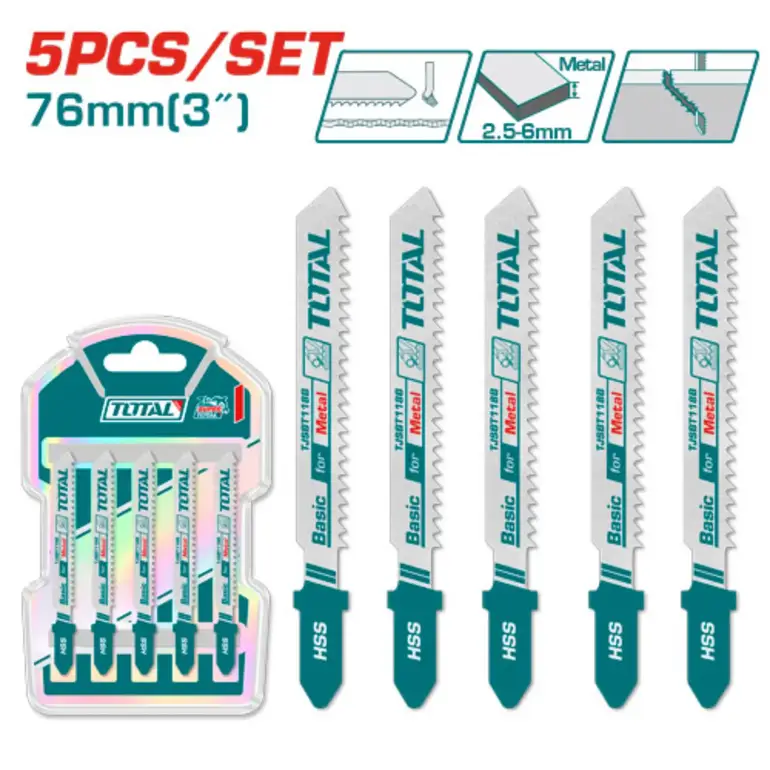 طقم ريش منشار اركت 76mm 5PCS/SET  حديد  TJSBT118B توتال 