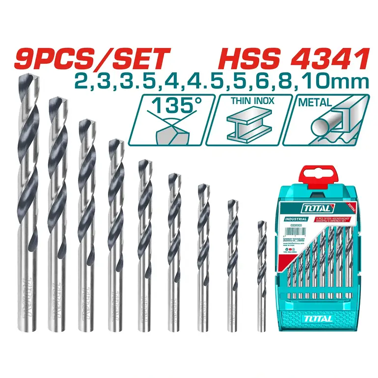 طقم ريشة دريل  9PCS/SET ستانلس   TACSD0095 توتال 