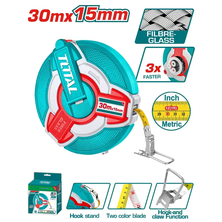 متر فيبر دائري 30mx12.5mm     TMTF18306 توتال 