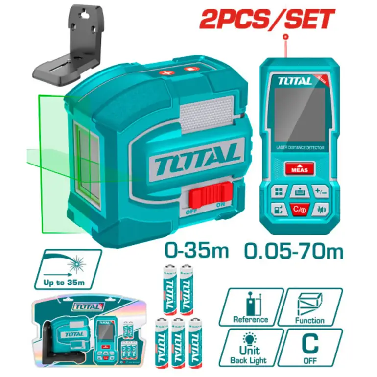 طقم ميزان ليزر مع متر ليزر  2PCS/SET    TOSLL0401 توتال 