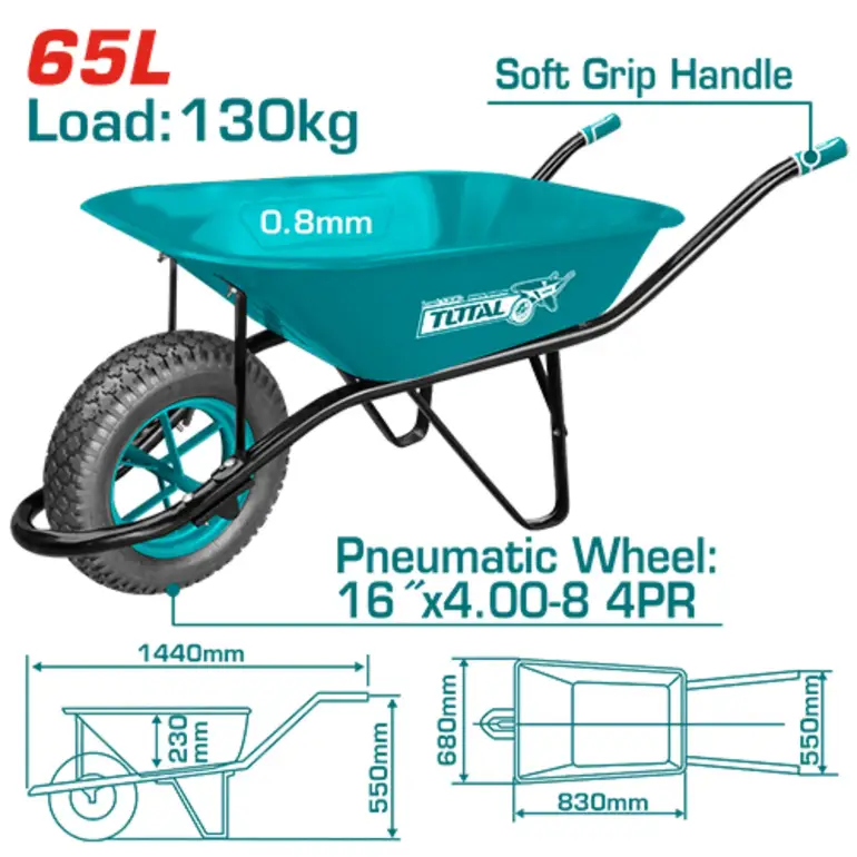 عربية زراعية كفر هواء 65L-130Kg     THTWB84008 توتال 