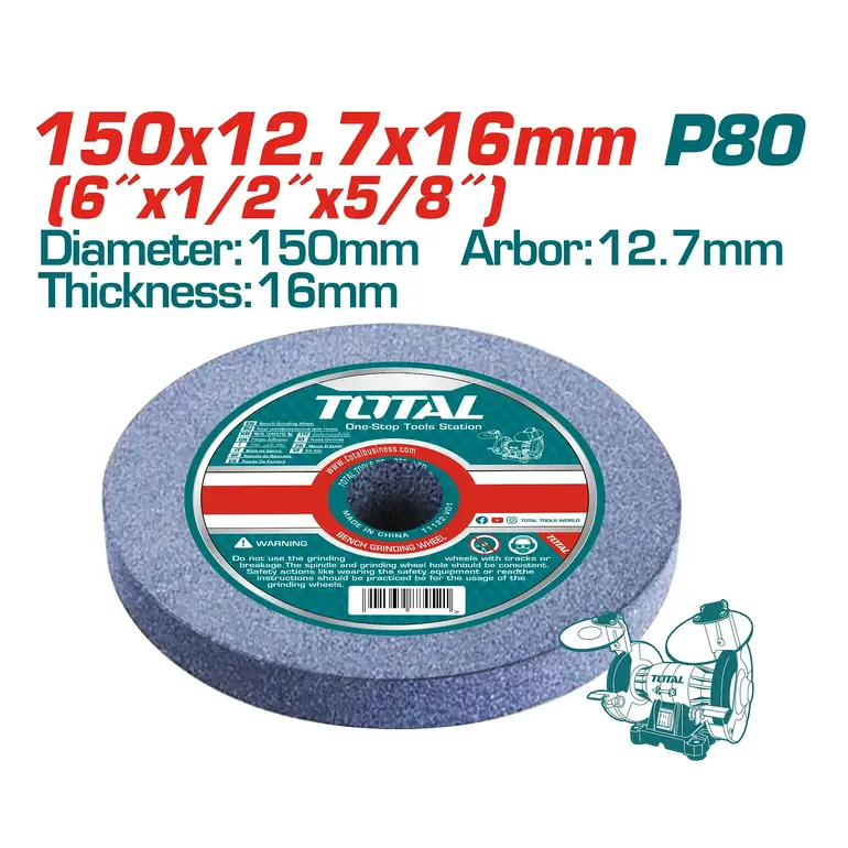حجر ماكينة جلخ طاولة 150X12.7X16mm  P80   TAC1506024 توتال 