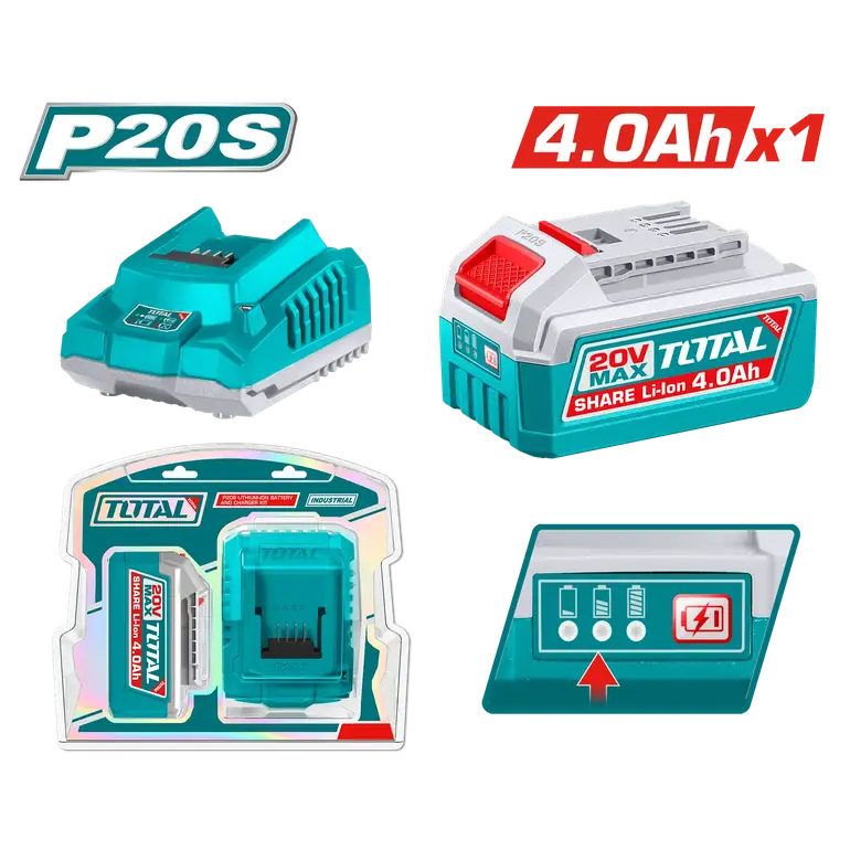 طقم بطارية مع شاحن 20V 4.0Ah x1    TFBCPK1012 توتال 