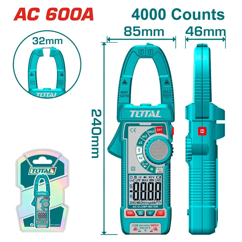 كلامب ميتر ديجيتال AC 600A     TMT766001 توتال 