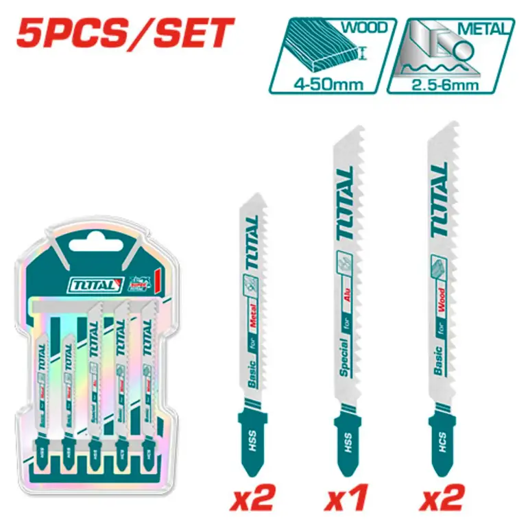 طقم ريش منشار اركت  5PCS/SET  حديد+ خشب  TAC51051 توتال 
