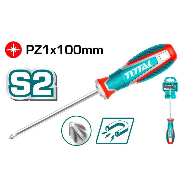 مفك براغي يد ربر نوع اول PZ1X100mm  مصالب   TSDPZ1100 توتال 