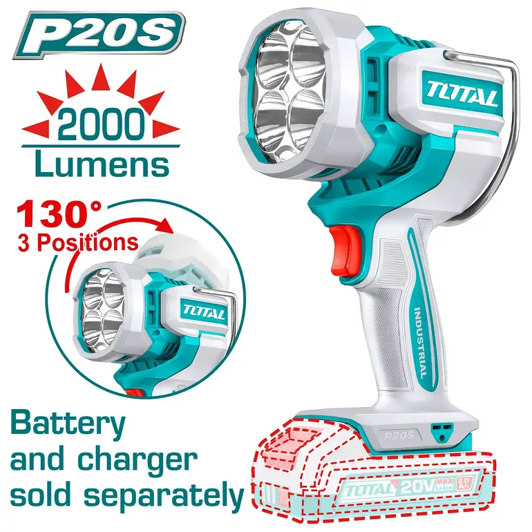 كشاف بطارية 20V 2000Lumens بدون بطارية و شاحن  (المنتج يباع بدون بطارية وشاحن ) TWLI2088 توتال 