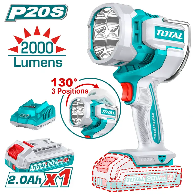 كشاف بطارية 20V 2000Lumens بدون بطارية و شاحن   TWLI20881 توتال 