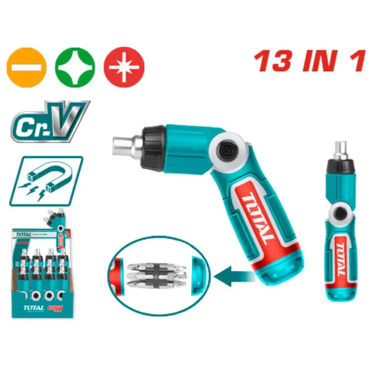 مفك براغي متحرك مع رؤوس  13 IN 1    TACSD30136 توتال 