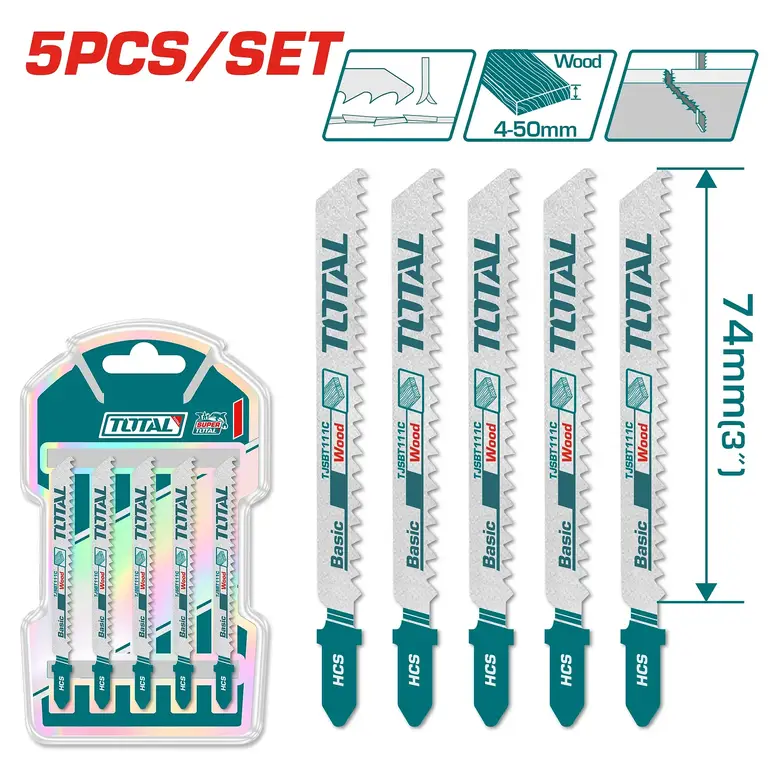 طقم ريش منشار اركت 74mm 5PCS/SET  خشب  TJSBT111C توتال 