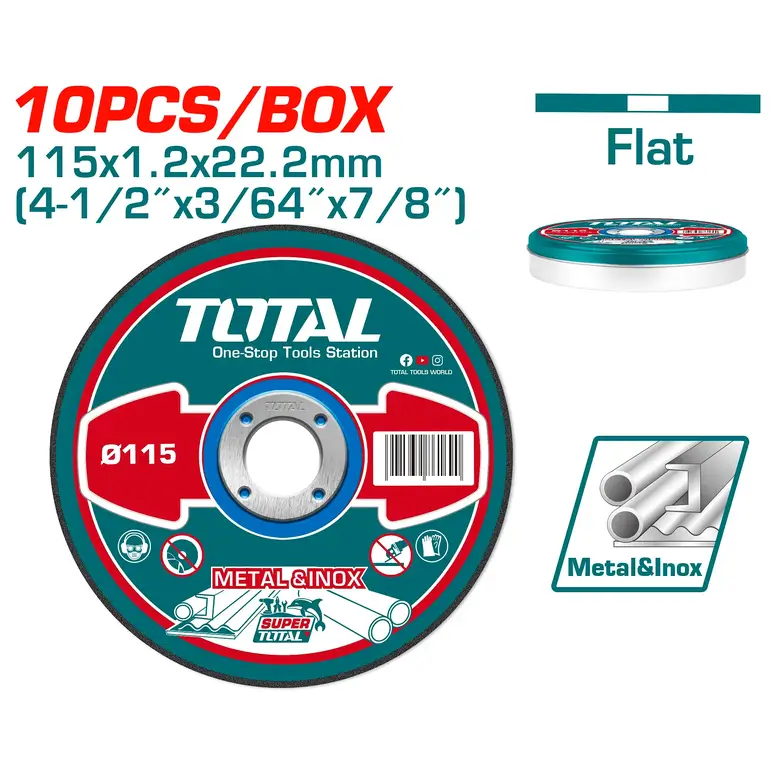 علبة دسك قص ستانلس 4-1/2" 10PCS/BOX 1.2mm   TAC2211155 توتال 