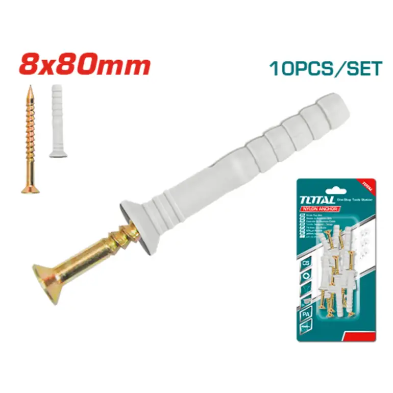 مجموعة مسامير على كرت 8x80mm 10PCS/SET    WJNAK5009012 توتال 