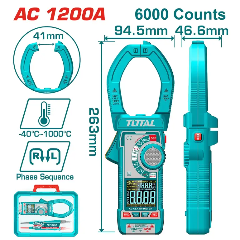 كلامب ميتر ديجيتال AC 1000A     TMT7610001 توتال 