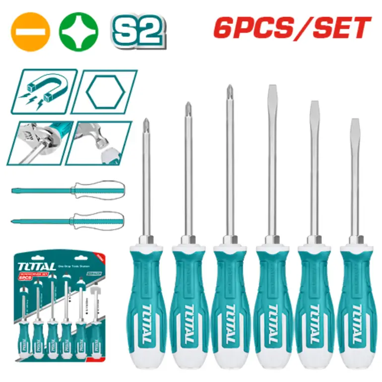 طقم مفكات براغي طرق  6PCS/SET عادي / مصالب   THGSS2606 توتال 