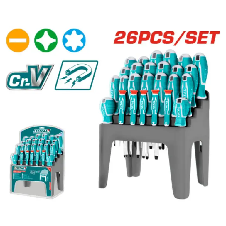 مجموعة مفكات على استاند  26PCS/SET    THT250626 توتال 