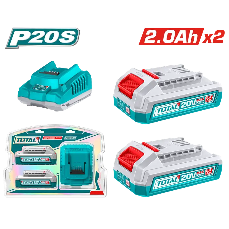 طقم بطارية مع شاحن 20V 2.0Ah x2    TFBCPK2212 توتال 