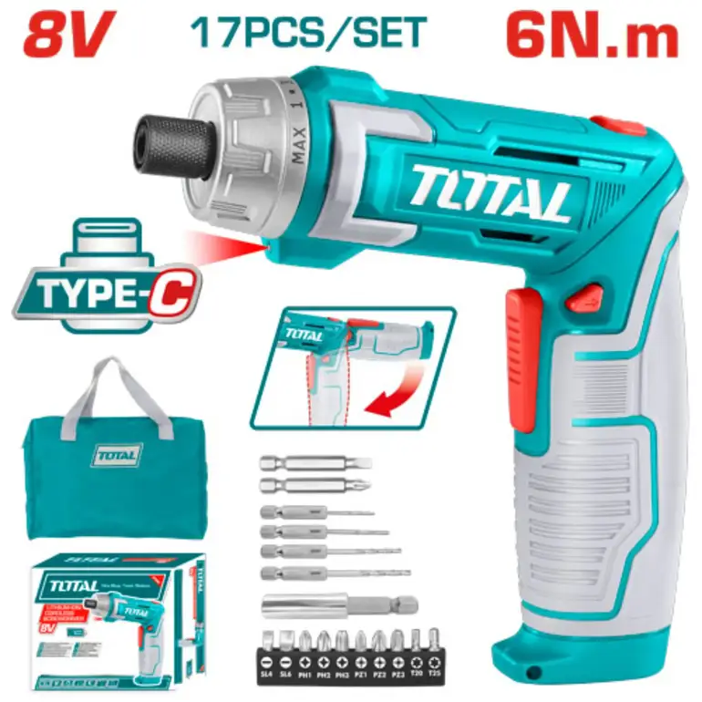 مفك شد على بطارية 8V 17 PCS/SET    TSDLI0802 توتال 