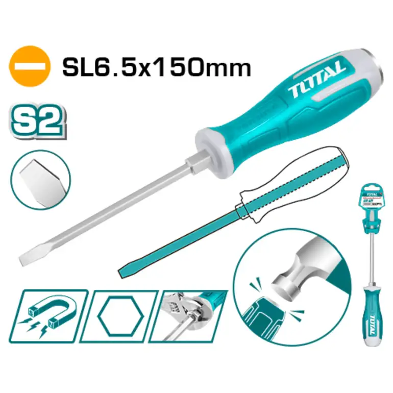 مفك براغي يد ربر طرق SL6.5X150mm  عادي   THGS61506 توتال 