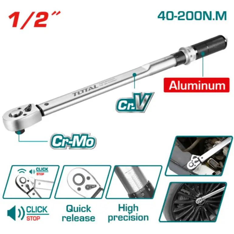 مفتاح عزم يد اتوماتيك 1/2" 40-200NM    THPTW200N2 توتال 