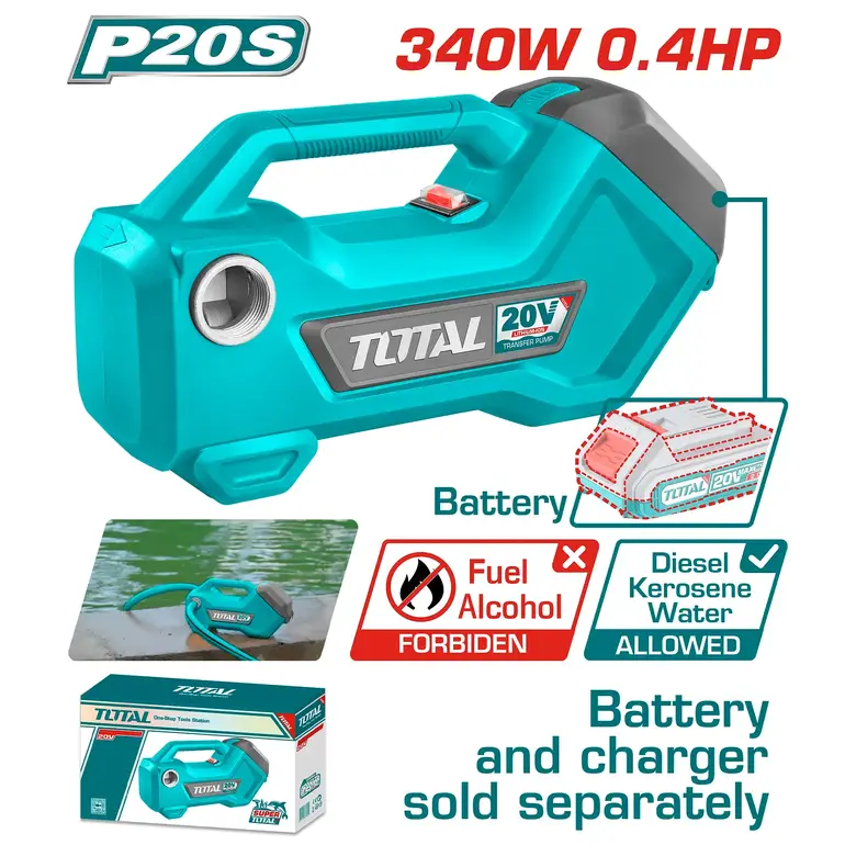 مضخة سوائل بطارية 20V 3/4" بدون بطارية و شاحن  (المنتج يباع بدون بطارية وشاحن ) TTPLI2001 توتال 