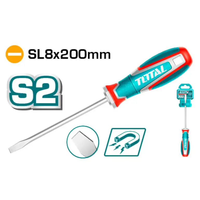 مفك براغي يد ربر نوع اول SL8X200mm  عادي   TSDSL8200 توتال 