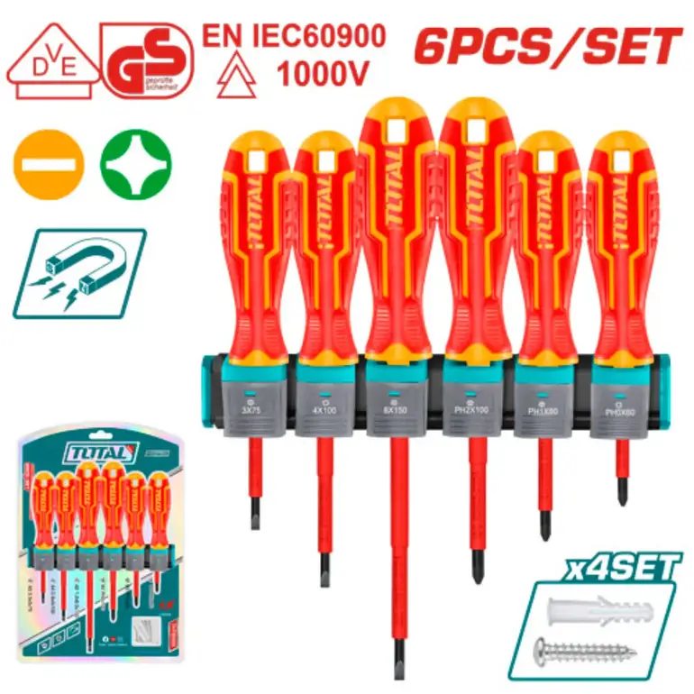طقم مفكات براغي معزول  6PCS/SET عادي / مصالب   THTIS566 توتال 
