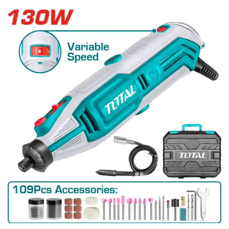 طقم جلخ محوري مع اكسسورات 130W 109PCS    TG513326 توتال 