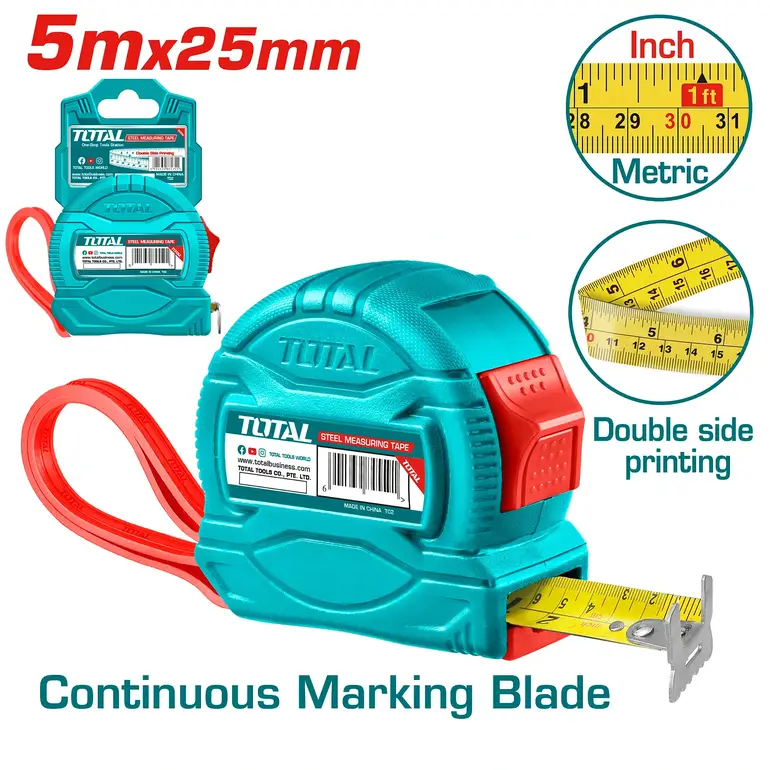 متر بلاستيك وجهين 5mx25mm انش+مم    TMT34525 توتال 