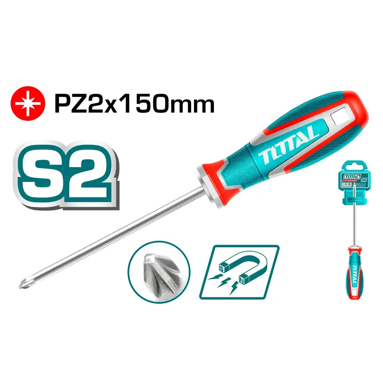 مفك براغي يد ربر نوع اول PZ2X150mm  مصالب   TSDPZ2150 توتال 