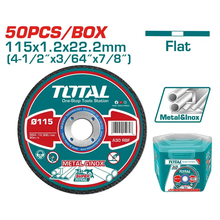 علبة دسك قص ستانلس 4-1/2" 50PCS/BOX 1.2mm   TAC22111550 توتال 