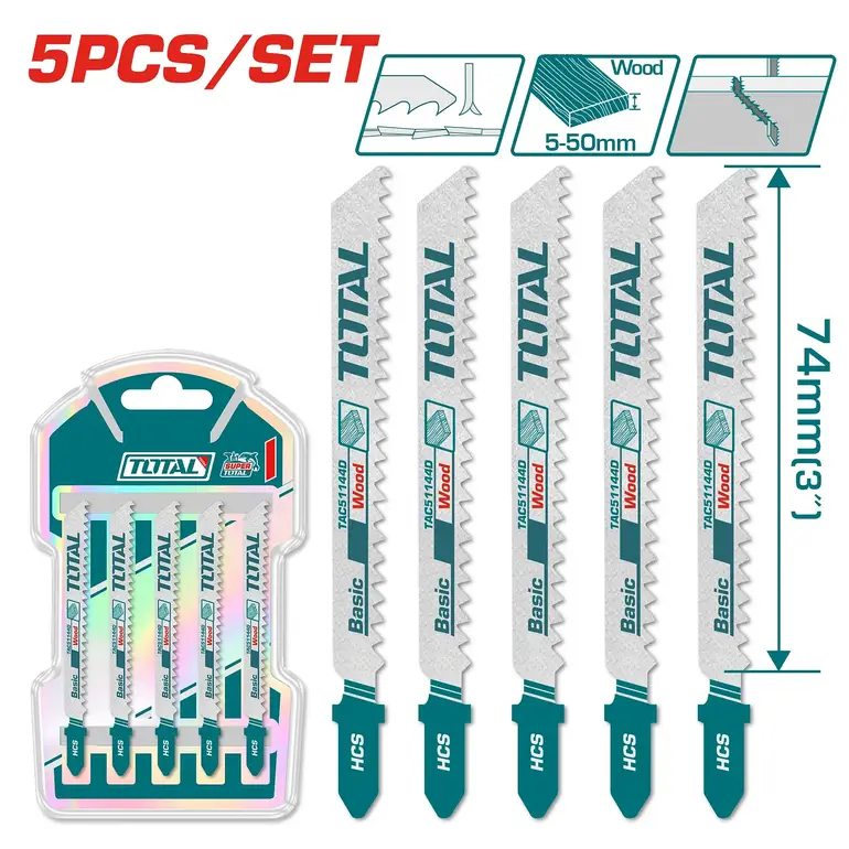 طقم ريش منشار اركت 74mm 5PCS/SET  خشب  TAC51144D توتال 
