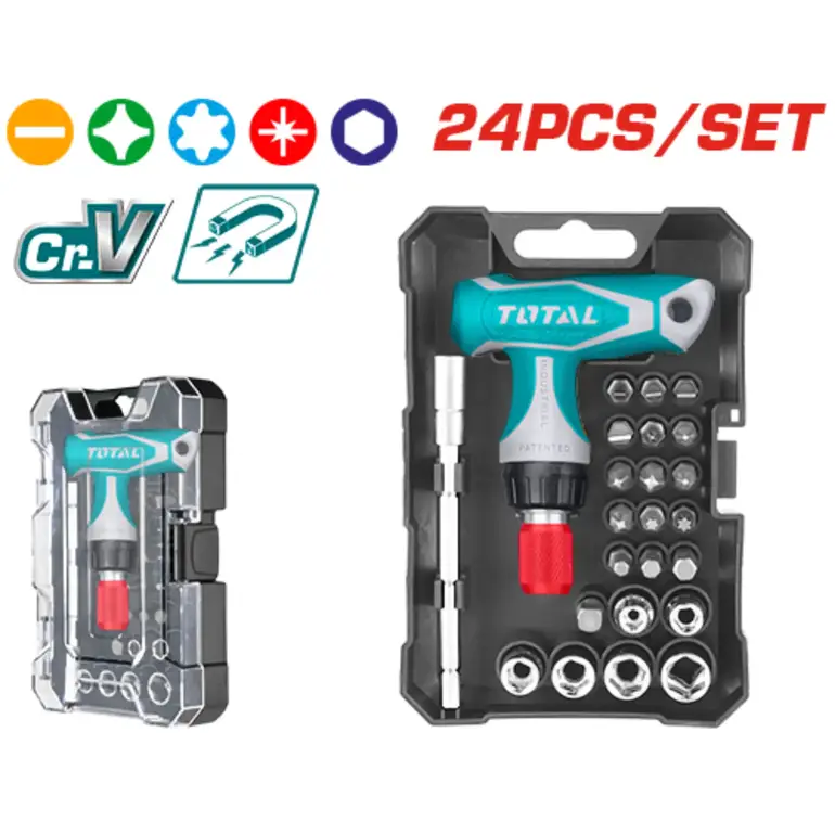 طقم مفكات براغي  24PCS/SET    TACSD30186 توتال 