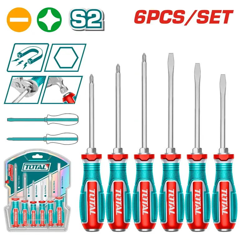 طقم مفكات براغي طرق  6PCS/SET عادي / مصالب   TGTST0606 توتال 