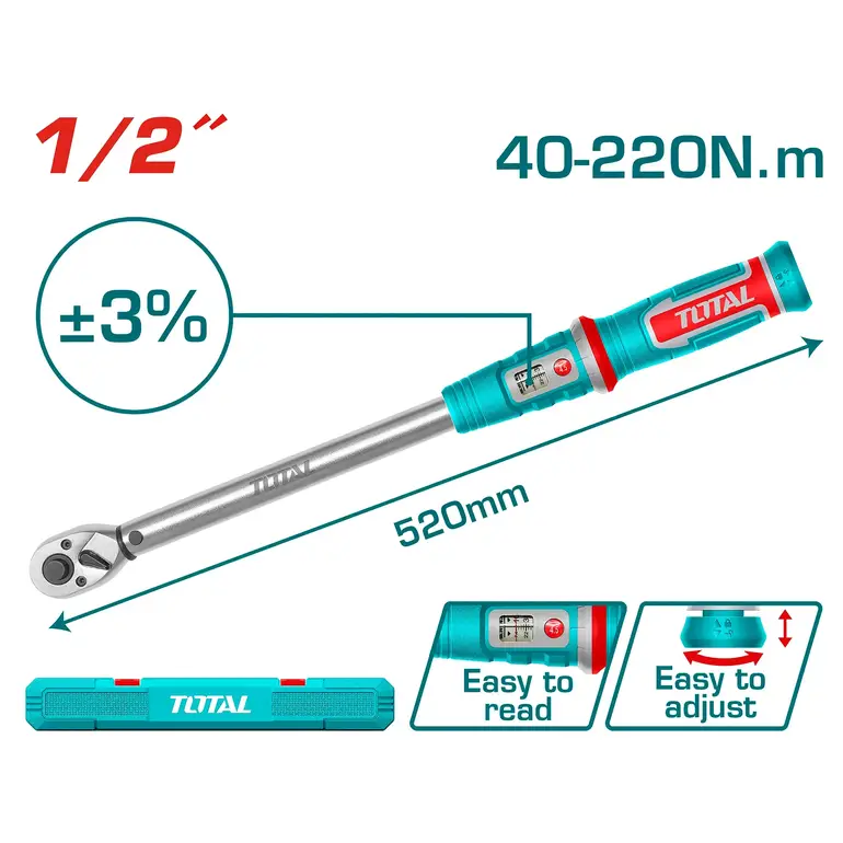 مفتاح عزم يد اتوماتيك ديجيتال 1/2" 40-220NM   