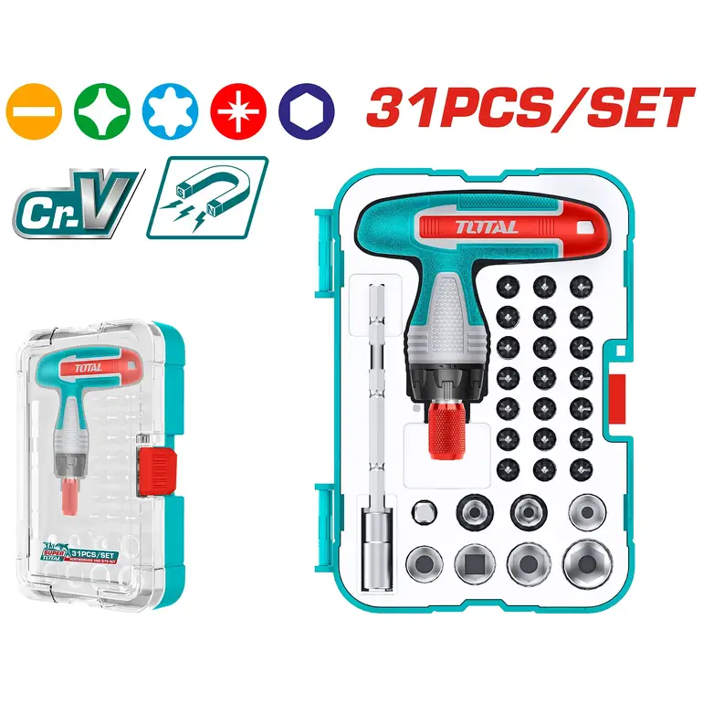 طقم مفكات براغي  31PCS/SET    TACSD30316 توتال 