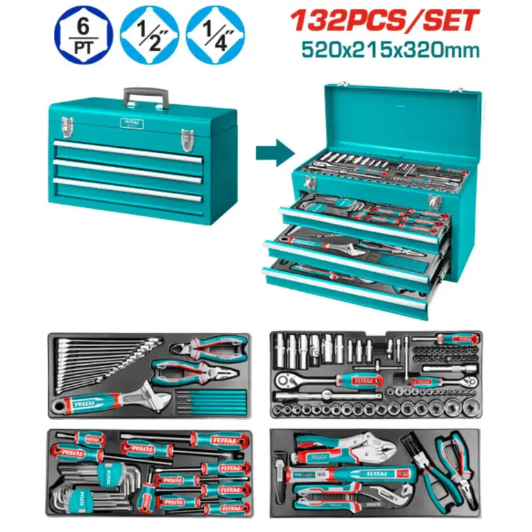 صندوق عدة مع حبوب 1/2"&amp;1/4" 97PCS/SET    THPTCS71321 توتال 