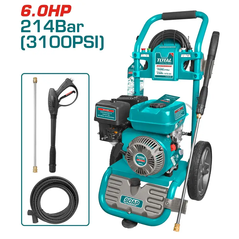 ماكينة غسيل صناعية على البنزين 6.0HP 214 BAR    TGT250105 توتال 