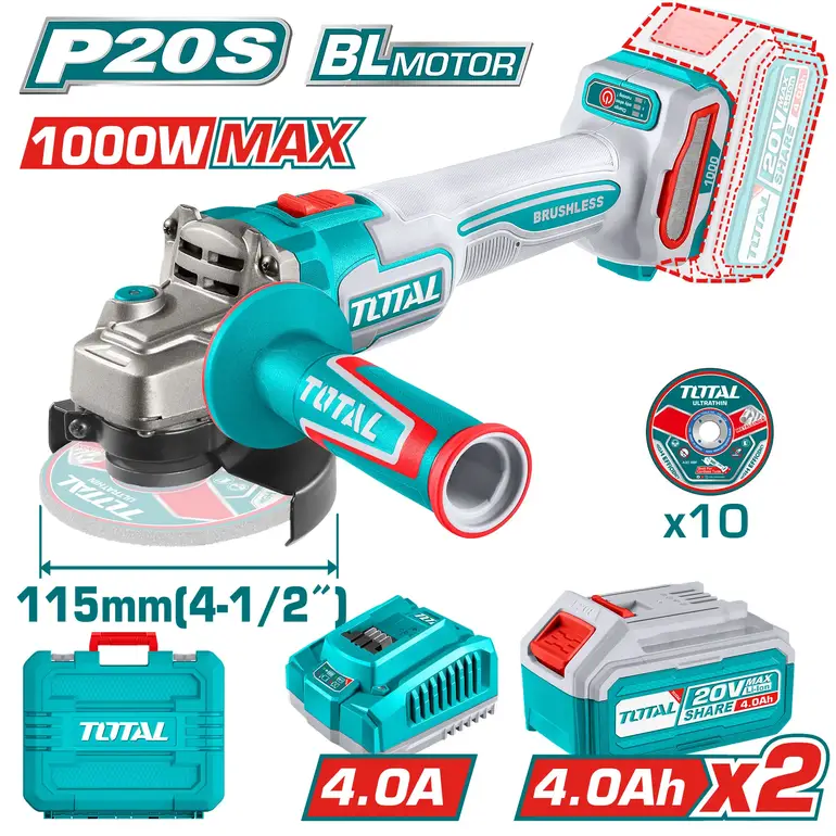 صاروخ بطارية 20V 4-1/2" شنطة بلاستيك مع بطارية إضافية و شاحن   TAGLI271532 توتال 