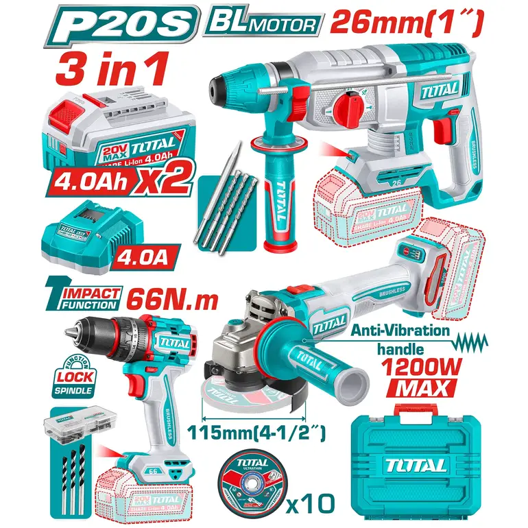مجموعة عدة بطارية 20V 3-IN-1   