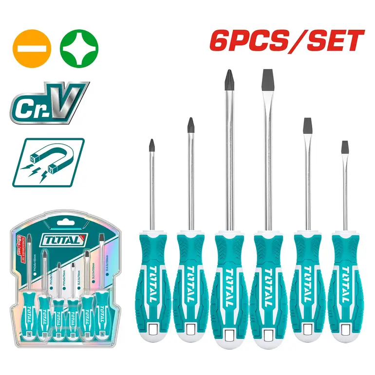 طقم مفكات براغي  6PCS/SET عادي / نجمة   THT250606 توتال 