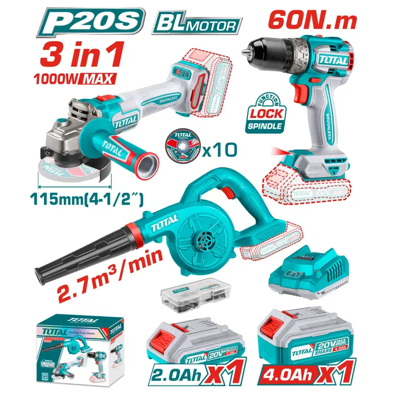 مجموعة عدة بطارية 20V 3-IN-1    TOSLI241192 توتال 