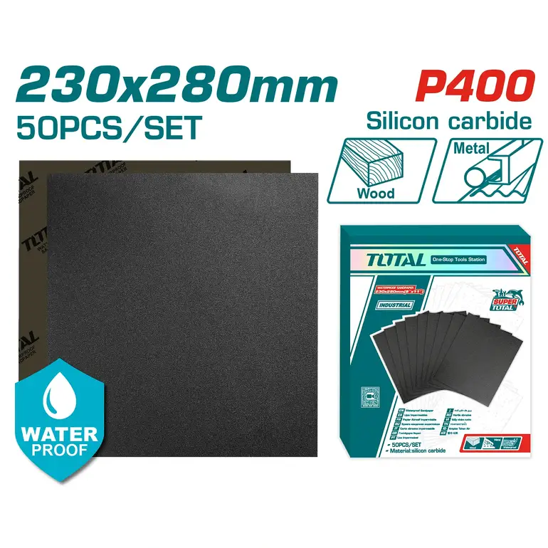 ورق صنفرة مربع 230X280mm 50PCS/SET P400   TAC040016 توتال 