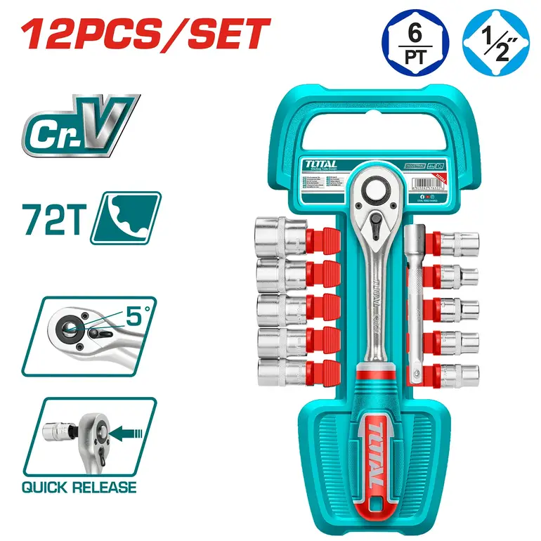 طقم حبوب مع يد اتوماتيك 1/2" 12PCS/SET    THT141121 توتال 