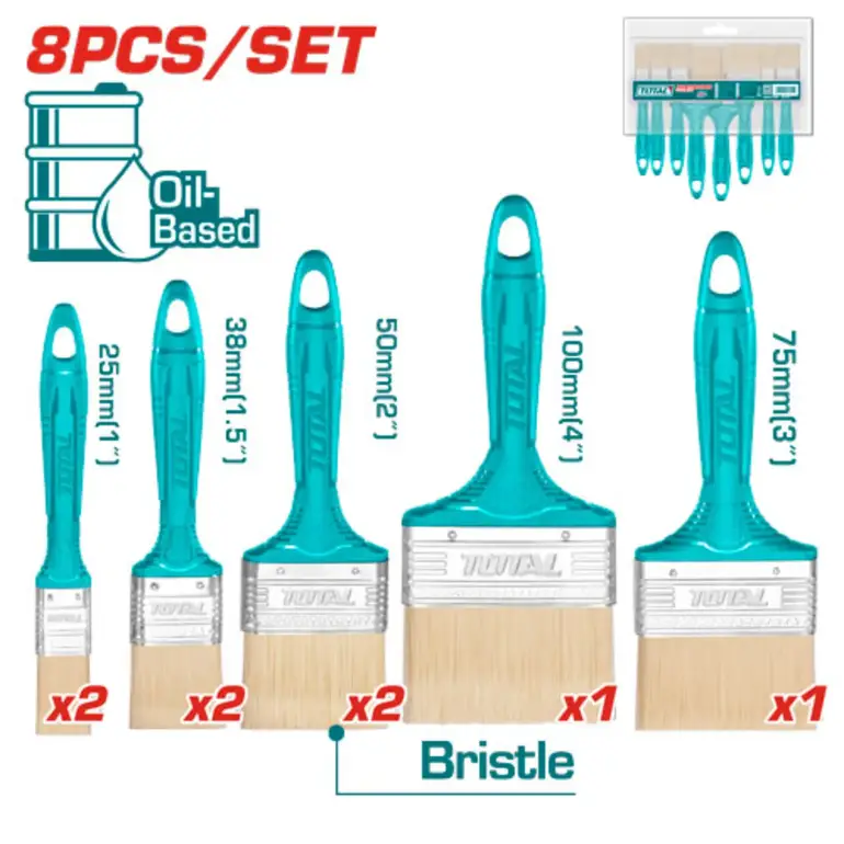 طقم فرشة بويا يد بلاستك  8PCS/SET    THT8450801 توتال 