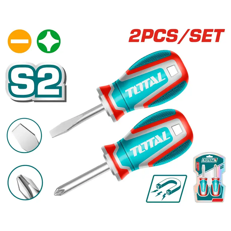 طقم مفكات براغي يد ربر نوع اول  2PCS/SET عادي/ مصالب  