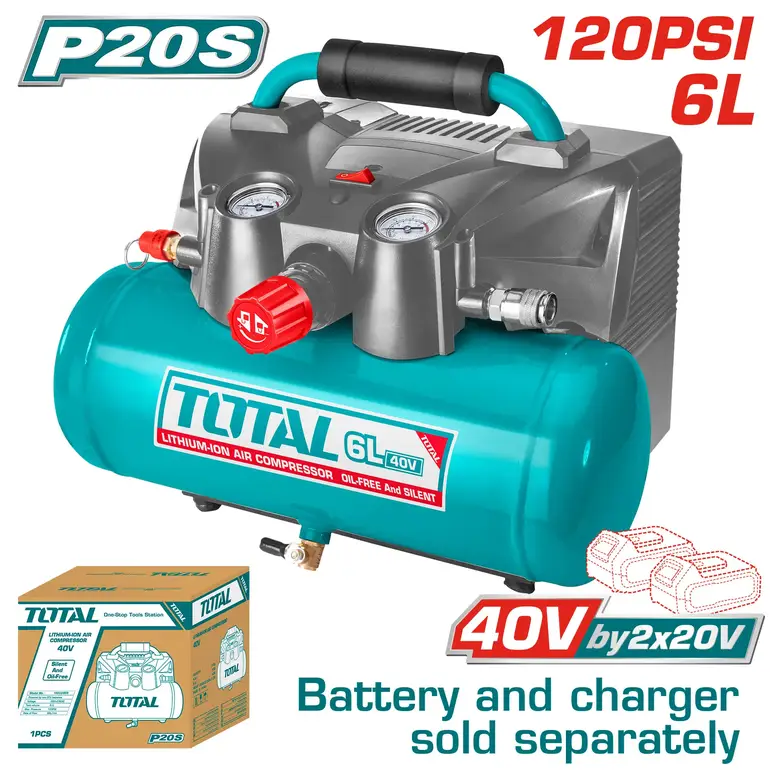 ضاغط هواء بطارية 40V 6L بدون بطارية و شاحن   TACLI2003 توتال 
