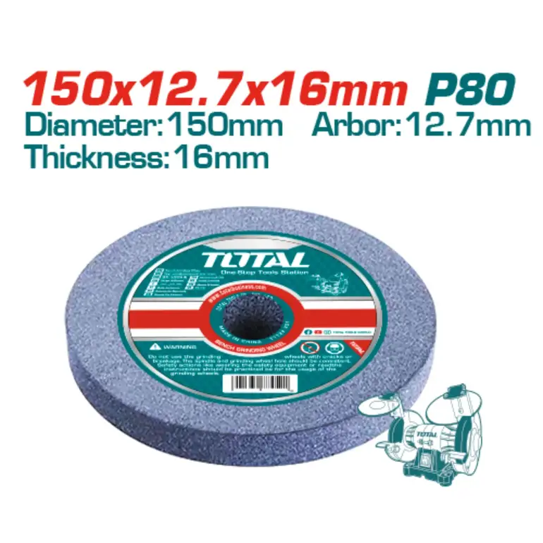 حجر ماكينة جلخ طاولة 150X12.7X16mm  P80   TAC1506024 توتال 