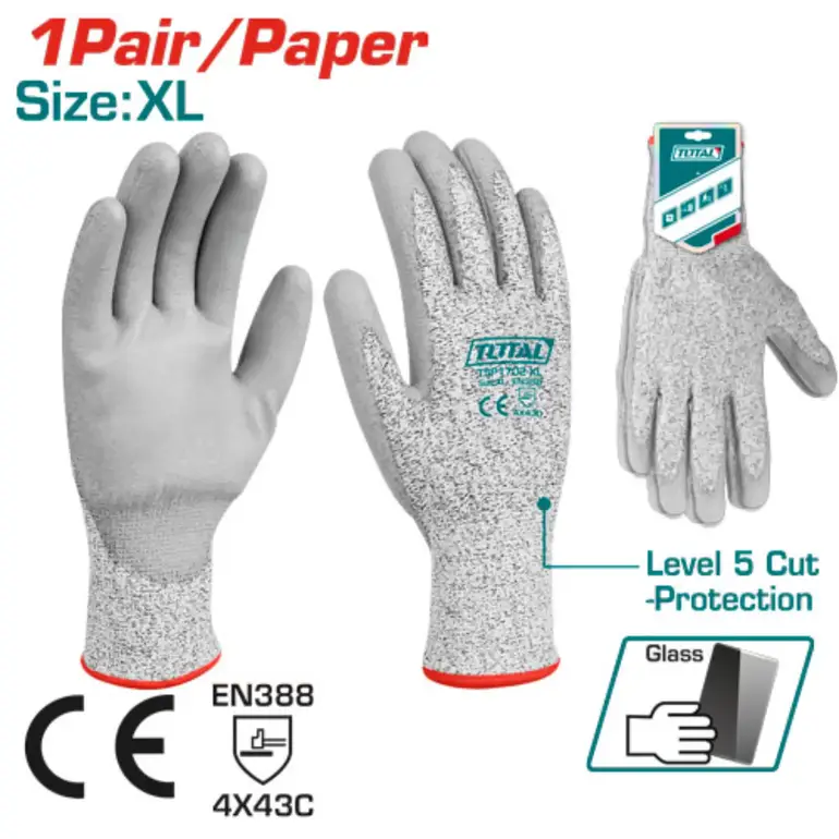 كفوف عمال ربر ضد القطع XL     TSP1702-XL توتال 