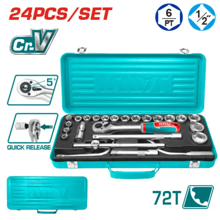 طقم حبوب صندوق معدن 1/2" 24PCS/SET    THT141253 توتال 