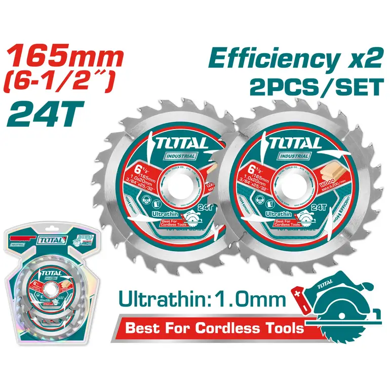 طقم دسك قص خشب دائري 6-1/2" 2PCS/SET 24سن   TAC2331653 توتال 